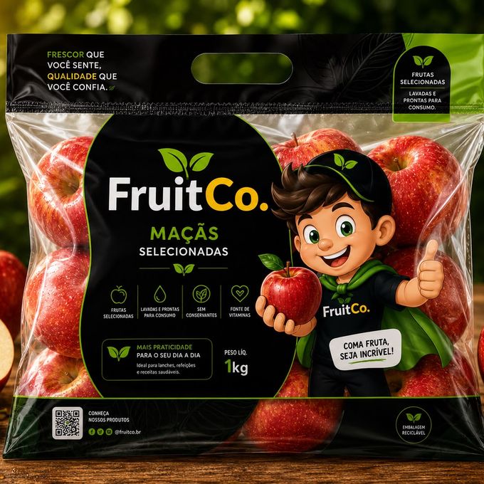 Embalagem família de maçãs selecionadas FruitCo 1kg